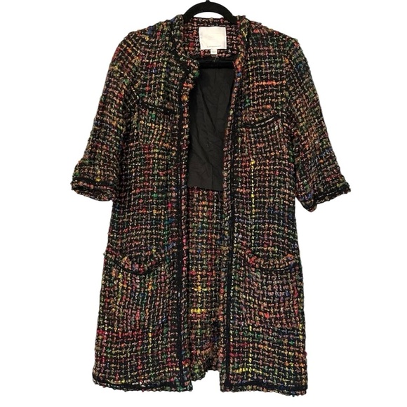 Anthropologie Ett:twa Rainbow Tweed Berwyn Jacket Silk Blend Womens XS Petite - Picture 5 of 12
